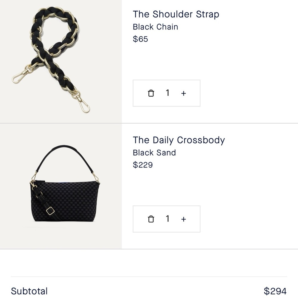 Rothy's The Daily Crossbody Black Checkered Shoulder Bag with Gold Hardware - Picture 5 of 5